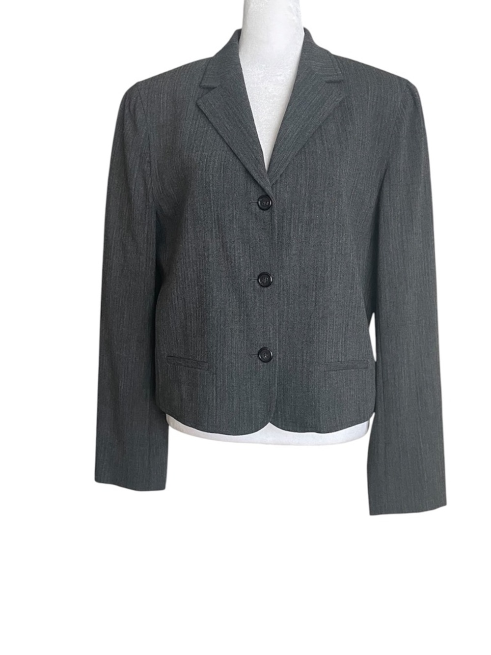 Lauren Ralph Lauren Wool Blend Cropped Blazer Grey Size 10 Y2K